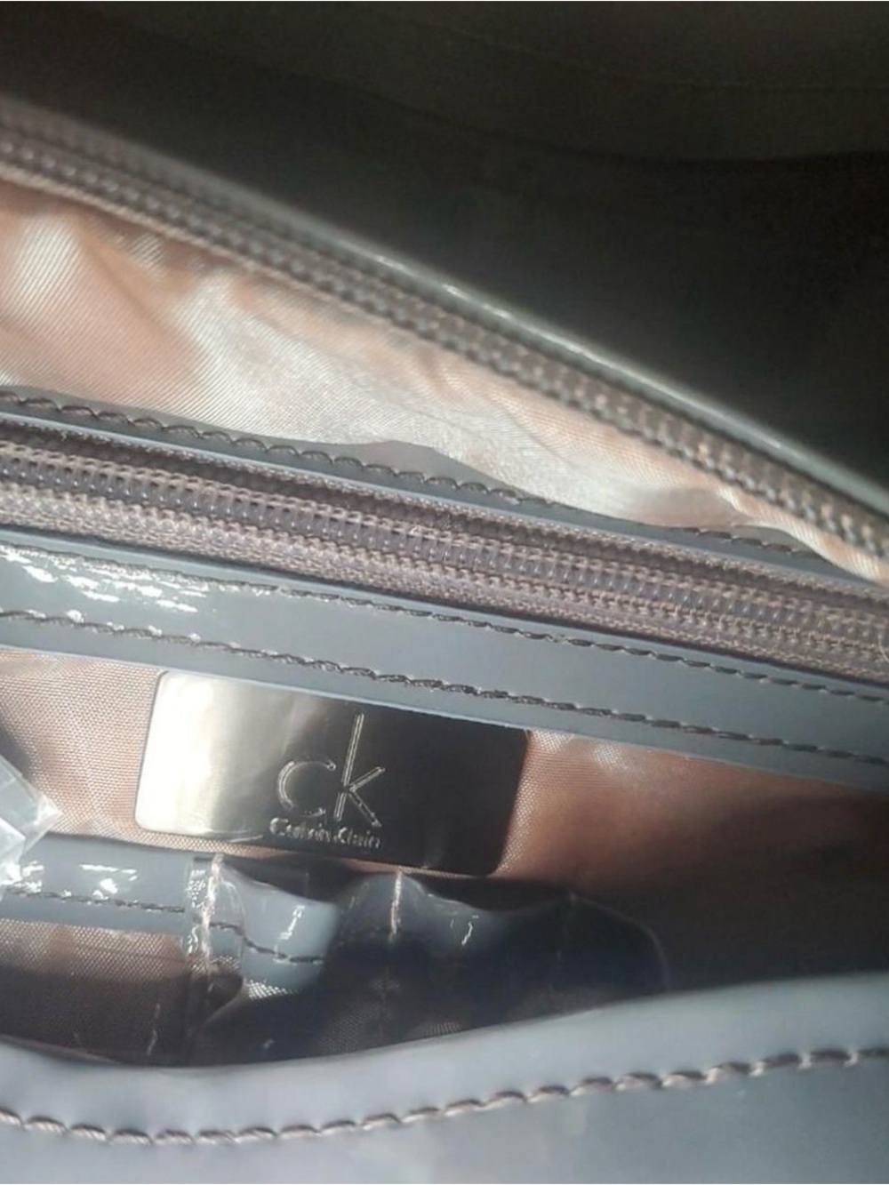 Calvin Klein Glossy Midnight Blue Patent Shoulder Bag - Picture 5 of 5